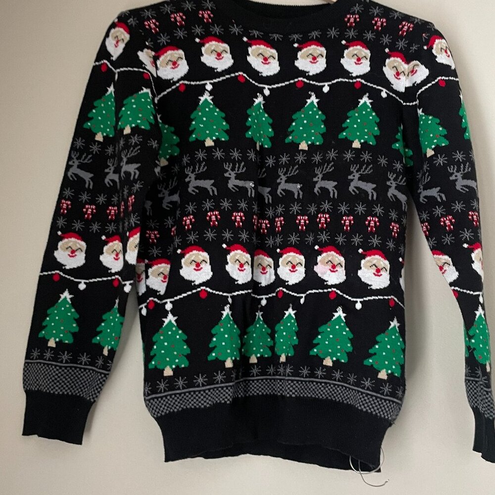 Black Santa Christmas Knit Sweater